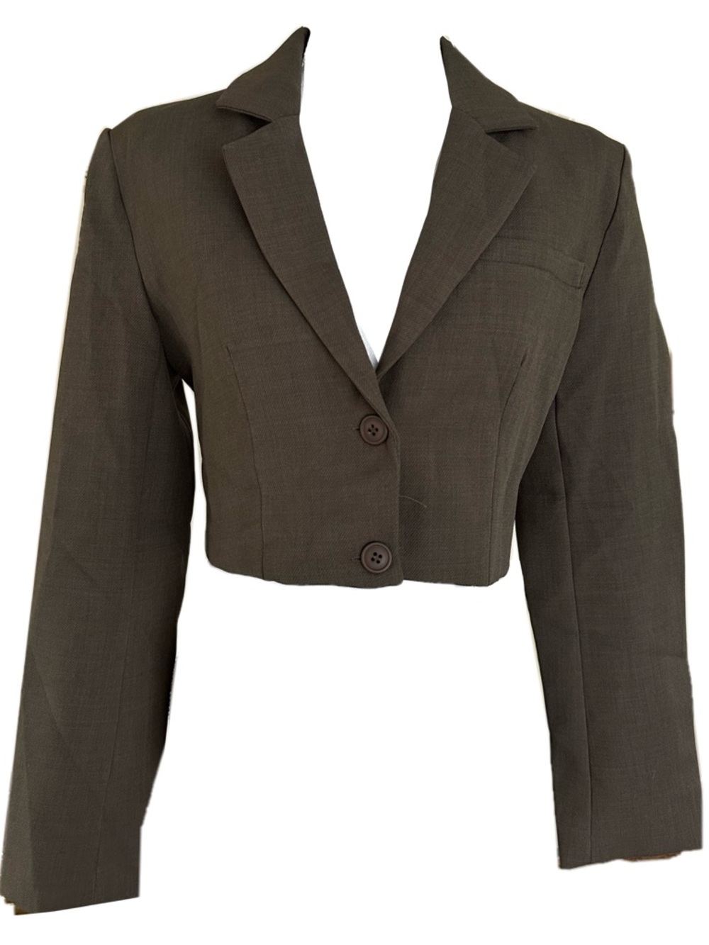 Cropped Brown Women's Blazer Jacket